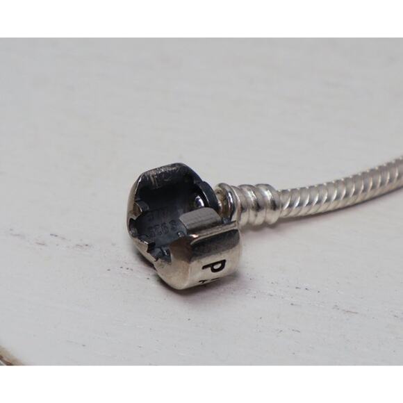 Pandora Sterling Silver Moments Barrel Clasp Snake Chain Bracelet 14.9G / 7.75in - Picture 4 of 5